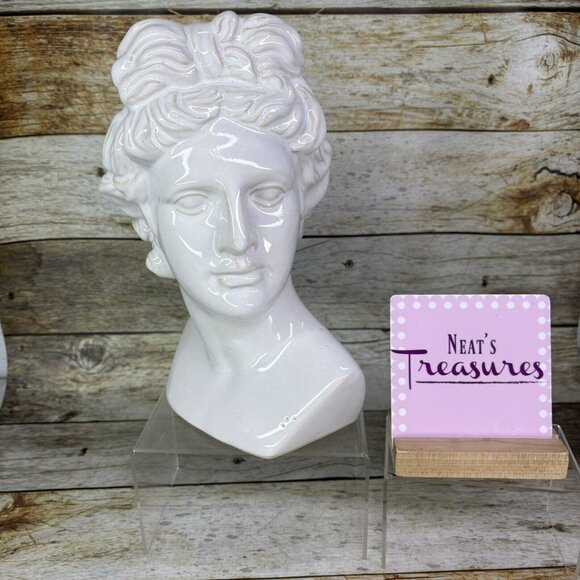Hobby Lobby Facile Head Bust Glossy White Ceramic Open Top 10.5" T Table Decor - Picture 1 of 16